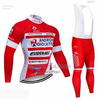 Androni Giocattoli Ropa Ciclismo Culotte Largo 2019 Hombre Mangas Largas Rojo Blanco