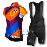 Assos Ropa Ciclismo Culotte Corto 2016 Mujer Mangas Cortas Naranja y Azul