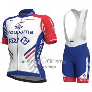 Groupama FDJ PRS Ropa Ciclismo Culotte Corto 2018 Mangas Cortas Blanco y Azul