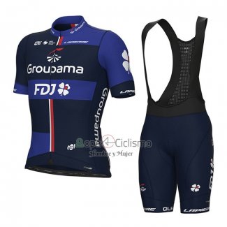 Groupama FDJ Ropa Ciclismo Culotte Corto 2023 Mangas Cortas Negro Violeta