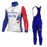 Groupama FDJ Ropa Ciclismo Culotte Largo 2022 Mangas Largas Rojo Azul