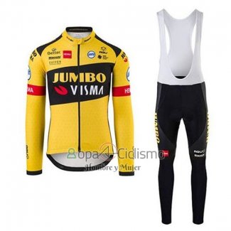 Jumbo Visma Ropa Ciclismo Culotte Largo 2020 Mangas Largas AMarillo Negro