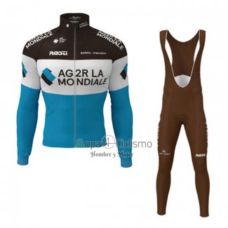 Ag2r La Mondiale Ropa Ciclismo Culotte Largo 2019 Mangas Largas Negro Blanco Azul