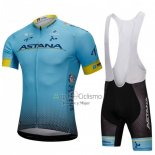 Astana Ropa Ciclismo Culotte Corto 2018 Mangas Cortas Azul