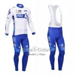 Fdj Ropa Ciclismo Culotte Largo 2013 Mangas Largas Blanco y Azur