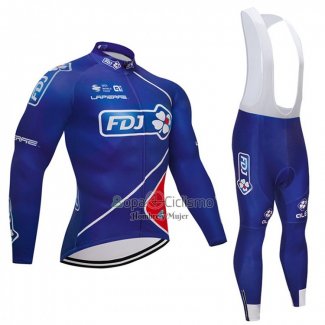 Fdj Ropa Ciclismo Culotte Largo 2018 Mangas Largas Azul