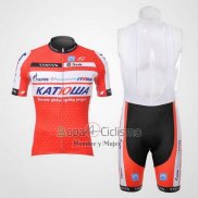 Katusha Ropa Ciclismo Culotte Corto 2012 Mangas Cortas Blanco y Naranja