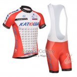 Katusha Ropa Ciclismo Culotte Corto 2014 Mangas Cortas Blanco y Rojo