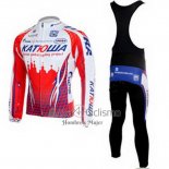 Katusha Ropa Ciclismo Culotte Largo 2011 Mangas Largas Blanco y Rojo