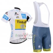 Tinkoff Lider Ropa Ciclismo Culotte Corto 2016 Hombre Mangas Cortas AMarillo y Blanco