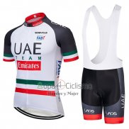 Uci Mundo Campeon UAE Ropa Ciclismo Culotte Corto 2019 Mangas Cortas Blanco Negro Rojo