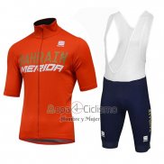 Bahrain Merida SS Ropa Ciclismo Culotte Corto 2018 Mangas Cortas Naranja