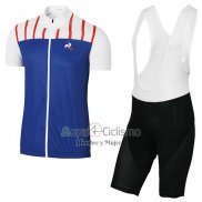 Coq Sportif Tour DE Francia Ropa Ciclismo Culotte Corto 2017 Hombre Mangas Cortas Azul y Blanco