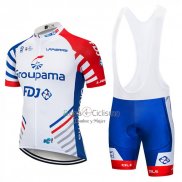 Fdj Ropa Ciclismo Culotte Corto 2018 Mangas Cortas Blanco y Azul