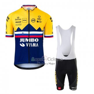 Jumbo Visma Ropa Ciclismo Culotte Corto 2020 Mangas Cortas AMarillo Azul