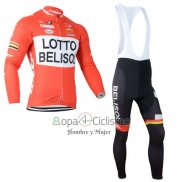 Lotto Belisol Ropa Ciclismo Culotte Largo 2014 Mangas Largas Naranja