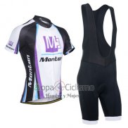 Monton Ropa Ciclismo Culotte Corto 2014 Hombre Mangas Cortas Blanco y Violeta