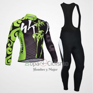 Monton Ropa Ciclismo Culotte Largo 2014 Hombre Mangas Largas Negro y Verde