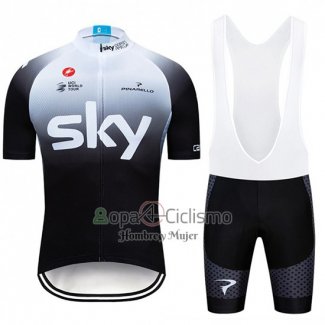 Sky Ropa Ciclismo Culotte Corto 2019 Mangas Cortas Blanco Negro