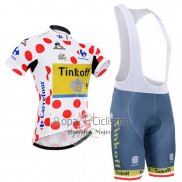 Tinkoff Ropa Ciclismo Culotte Corto 2016 Hombre Mangas Cortas Rojo y Lider Blanco