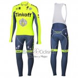 Tinkoff Ropa Ciclismo Culotte Largo 2016 Mangas Largas Verde y Gris