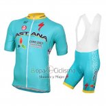 Astana Ropa Ciclismo Culotte Corto 2016 Mangas Cortas Azul Claro