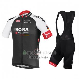 Bora Ropa Ciclismo Culotte Corto 2016 Mangas Cortas Negro y Rojo