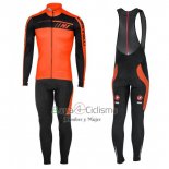 Castelli Ropa Ciclismo Culotte Largo 2017 Hombre Mangas Largas Naranja y Negro