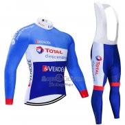 Direct Energie Ropa Ciclismo Culotte Largo 2021 Hombre Mangas Largas Azul Blanco