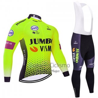 Jumbo Visma Ropa Ciclismo Culotte Largo 2019 Mangas Largas Verde Negro