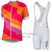 Nalini Stripe Ropa Ciclismo Culotte Corto 2017 Mujer Mangas Cortas Rojo y Naranja