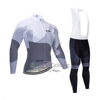 Northwave Ropa Ciclismo Culotte Largo 2020 Hombre Mangas Largas Blanco Gris