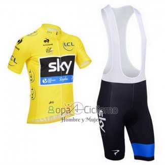 Sky Lider Ropa Ciclismo Culotte Corto 2013 Hombre Mangas Cortas AMarillo y Negro