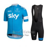 Sky Ropa Ciclismo Culotte Corto 2016 Mangas Cortas Azul y Blanco