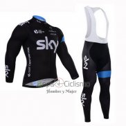 Sky Ropa Ciclismo Culotte Largo 2015 Mangas Largas Azul y Negro