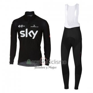 Sky Ropa Ciclismo Culotte Largo 2017 Mangas Largas Profundo Negro