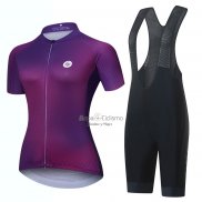 Steep Ropa Ciclismo Culotte Corto 2023 Mujer Mangas Cortas Violeta Negro