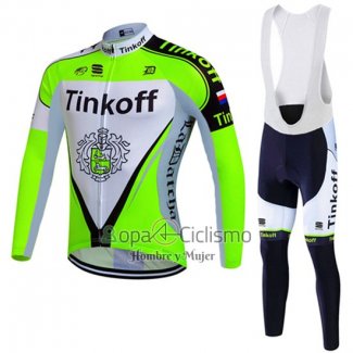 Tinkoff Ropa Ciclismo Culotte Largo 2016 Mangas Largas Verde y Negro