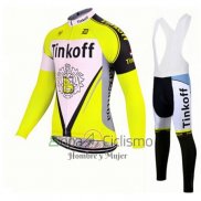 Tinkoff Ropa Ciclismo Culotte Largo 2017 Mangas Largas AMarillo