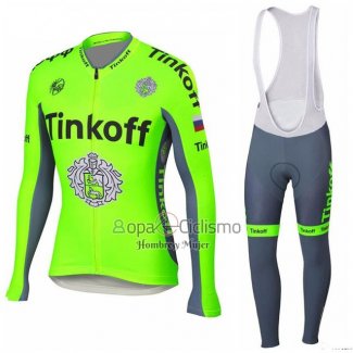 Tinkoff Ropa Ciclismo Culotte Largo 2018 Mangas Largas Verde