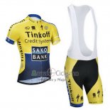 Tinkoff Saxo Bank Ropa Ciclismo Culotte Corto 2014 Mangas Cortas Azul y AMarillo