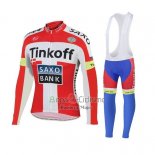Tinkoff Saxo Bank Ropa Ciclismo Culotte Largo 2018 Mangas Largas Rojo Blanco