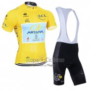 Tour DE Francia Lider Ropa Ciclismo Culotte Corto 2014 Hombre Mangas Cortas AStana Lider AMarillo