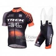 Trek Selle San Marco Ropa Ciclismo Culotte Corto 2016 Mangas Cortas Negro y Naranja