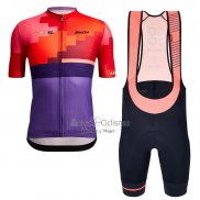 Vuelta Espana Ropa Ciclismo Culotte Corto 2022 Hombre Mangas Cortas Rojo Violeta