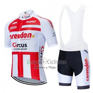 Corendon Circus Ropa Ciclismo Culotte Corto 2019 Hombre Mangas Cortas Rojo Blanco