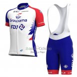 Groupama FDJ Ropa Ciclismo Culotte Corto 2021 Mangas Cortas Rojo Azul