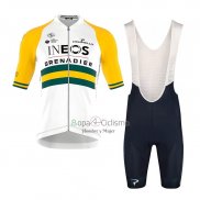 Ineos Grenadiers Ropa Ciclismo Culotte Corto 2023 Mangas Cortas Blanco AMarillo