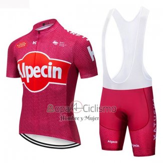 Katusha Alpecin Ropa Ciclismo Culotte Corto 2019 Mangas Cortas Rojo