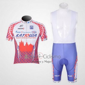 Katusha Ropa Ciclismo Culotte Corto 2011 Mangas Cortas Blanco y Rojo